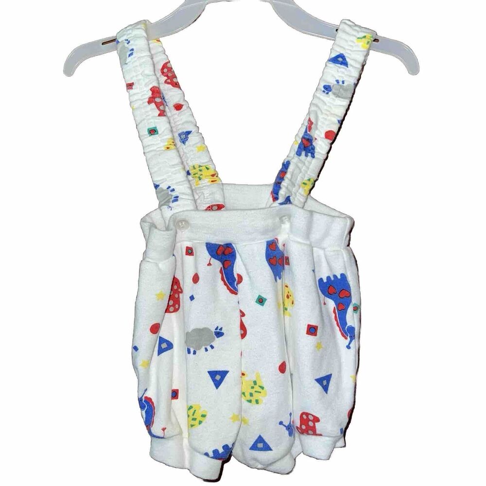 Vintage Babycrest Bubble Suspender Shorts Animal Print 3-6 Months